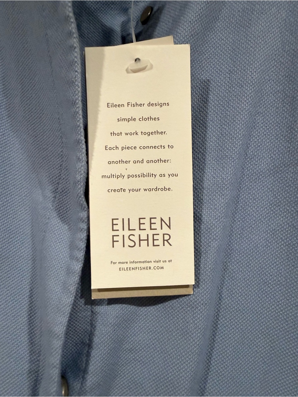 Eileen Fisher Powder Blue Cotton Blend Jacket - Picture 3 of 9